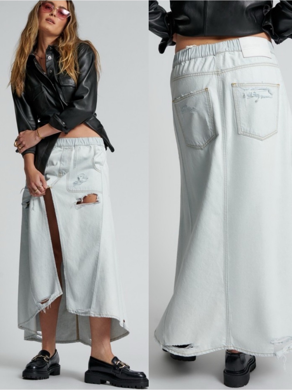 Free People One Teaspoon Denim Midi Maxi Skirt